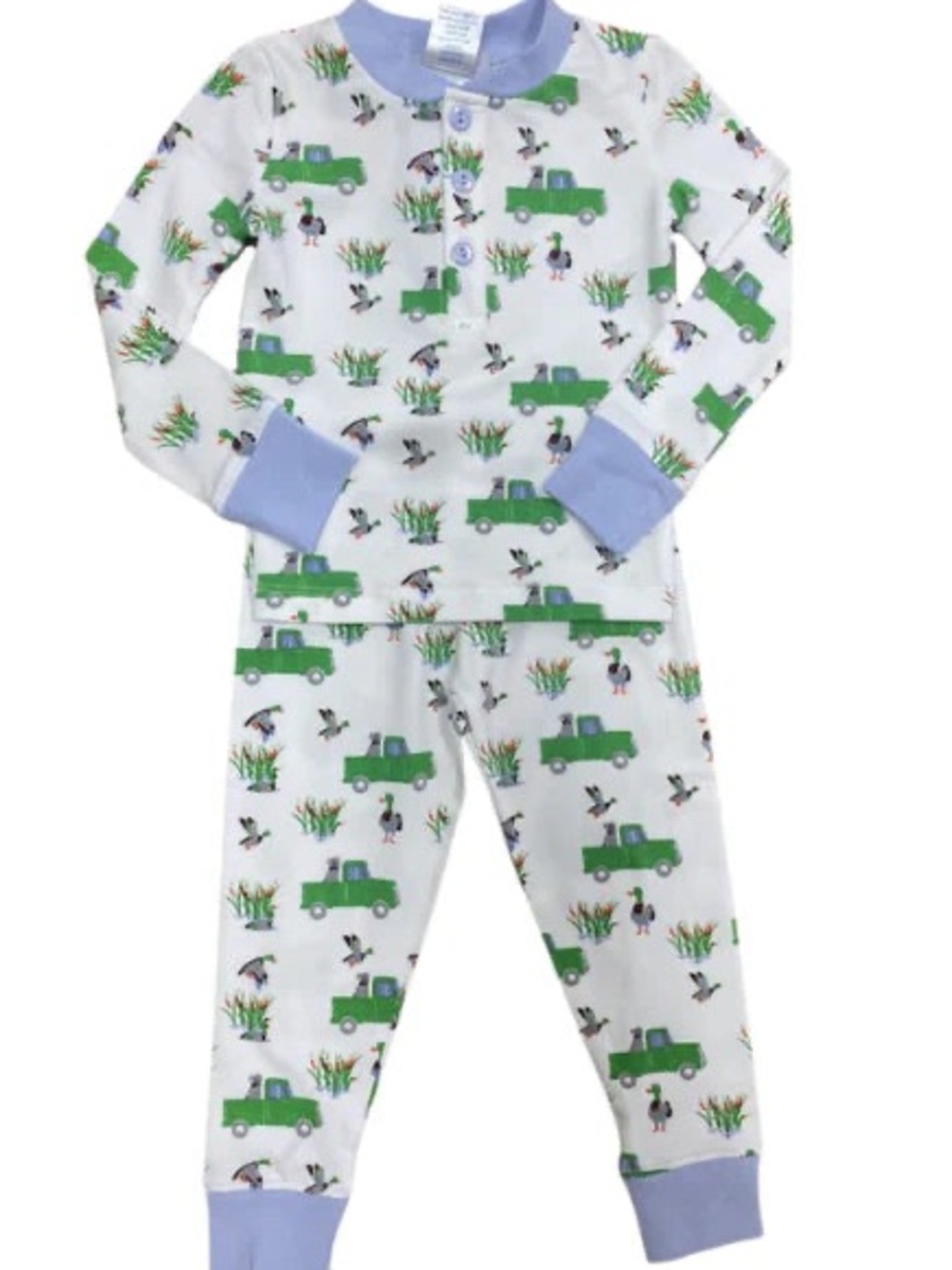 Ishtex Duck Hunting Mallard Dog Truck Long Sleeve Pajama Pants Set Boy Sz 6X/7